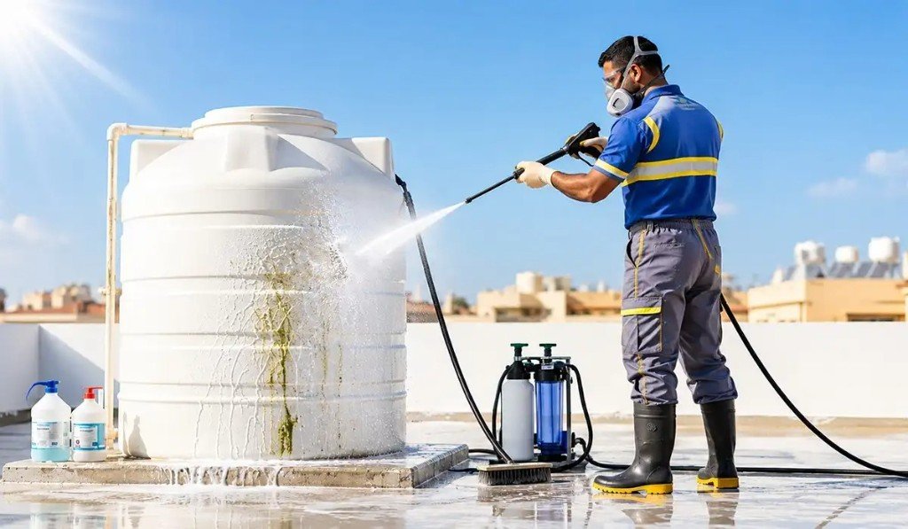 Professional water tank cleaning following Sharjah municipality guidelines